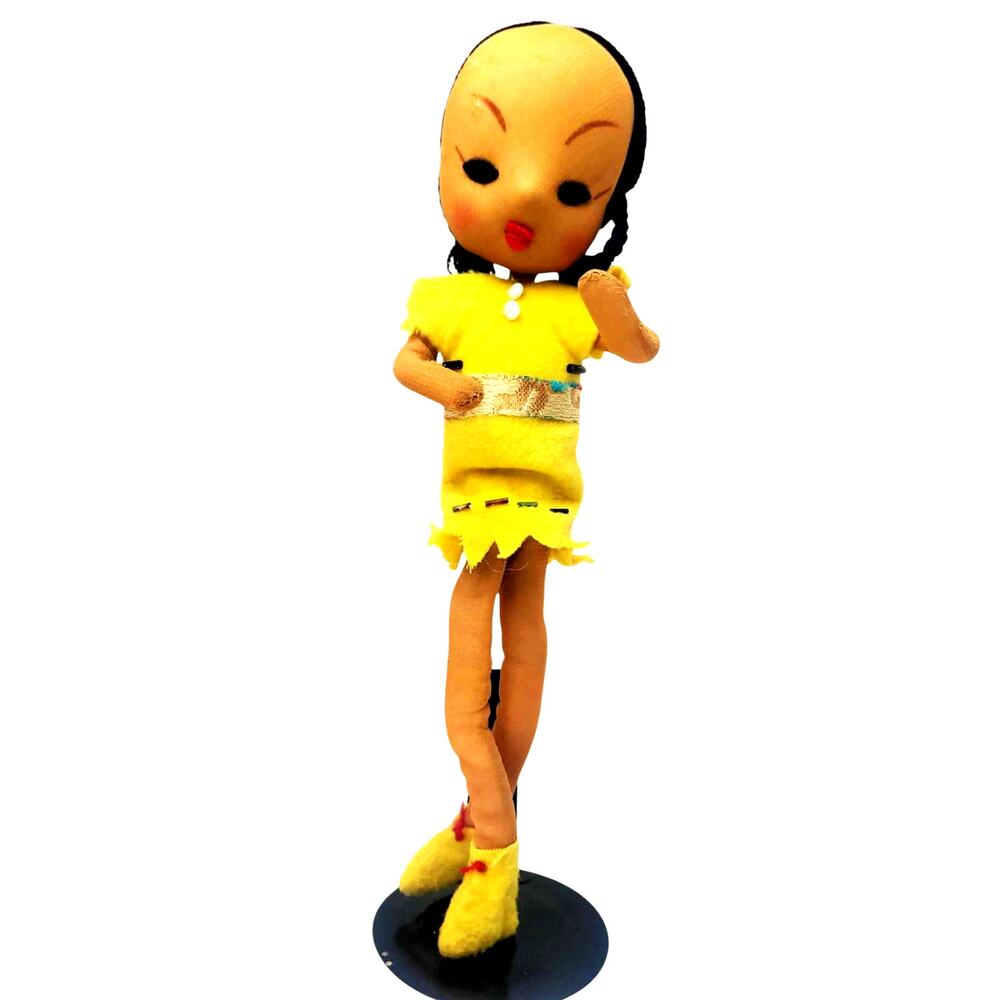 10" Big Eyed Big Head Native American Cutie Pose Doll